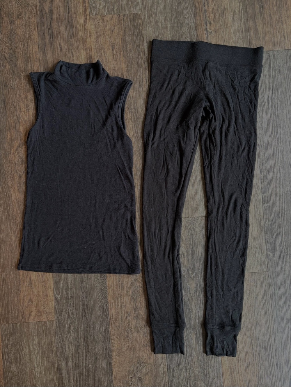 ATM Anthony Thomas Melillo Black Sleeveless micro rib modal Set